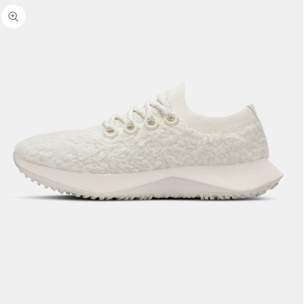 Allbirds White Wool Dasher Fluffs Fuzzy Lace Up Athletic Shoes Size 8